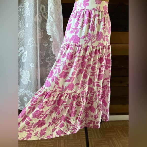 NWT Modern Purple & White Plus Size LC Lauren Conrad Three Tiers Midi Skirt - Picture 4 of 11